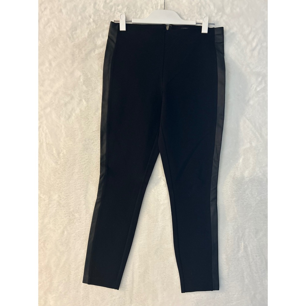 J.Crew Black Pixie Pants‎ Faux Leather Side Stripe Back Zip Leggings Size 8